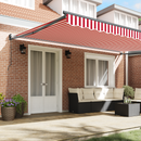 vidaXL Behúzható napellenző Piros és Fehér 500 x 300 x 165 cm