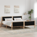vidaXL Ágykeret fejtámlával Barna és fekete 200 x 200 cm Tömör fenyőfa