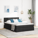vidaXL LED tárolós ágy matraccal Fekete 140 x 200 cm Szövet