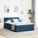 vidaXL LED tárolós ágy matraccal Kék 140 x 190 cm Szövet