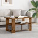 vidaXL Dohányzóasztal fiókkal Öreg fa 77 x 55 x 42 cm Faanyag