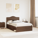 vidaXL Ágykeret fejtámlával Barna Tölgy 120 x 190 cm Tömör fenyőfa