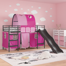 vidaXL Gyerekek Loft Ágykerete Fekete és Rózsaszín 75 x 190 cm Fém