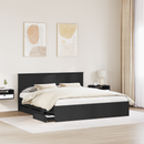 vidaXL Ágykeret fiókkal fejtámlával Fekete 180 x 200 cm Mérnöki Fa