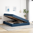 vidaXL Ágy tárolóval és matraccal Kék 180 x 200 cm Poliészter