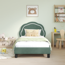 vidaXL Gyerekágy kerettel fejtámlával Tengeri Zöld 80 x 160 cm Bársony