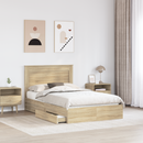 vidaXL Tárolós Ágy fejtámlával Sonoma tölgy 120 x 200 cm Faanyag