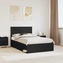 vidaXL Ágykeret fejtámlával Fekete 120 x 200 cm Tömör fenyőfa