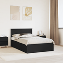 vidaXL Ágykeret fejtámlával Fekete 135 x 190 cm Faanyag