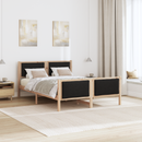 vidaXL Ágykeret fejtámlával Fekete 160 x 200 cm szövet