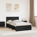 vidaXL Ágykeret fejtámlával Fekete 137 x 203 cm Faanyag
