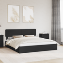 vidaXL Tárolós Ágy fejtámlával fiókkal Fekete 200 x 200 cm Faanyag