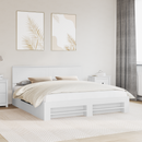 vidaXL Ágykeret fejtámlával Fehér 200 x 200 cm Faanyag