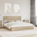 vidaXL Tárolós Ágy fejtámlával Sonoma tölgy 180 x 200 cm Faanyag
