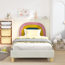 vidaXL Gyerekágy kerettel fejtámlával Krémszínű 90 x 190 cm Bársony
