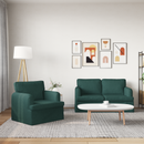 vidaXL Kanapé Szett 2 pcs Sötétzöld 144 x 80 x 85 cm szövet