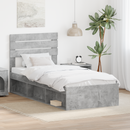 vidaXL Ágykeret fejtámlával Beton Szürke 90 x 190 cm Tömör fenyőfa