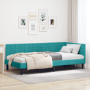 vidaXL Sarokágy keret fejtámlával Türkiz 100 cm x 200 cm Bársony