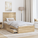 vidaXL Ágykeret fejtámlával Sonoma tölgy és ezüst 75 x 190 cm Faanyag