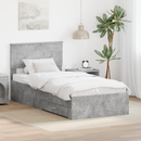 vidaXL Ágykeret fejtámlával fiókkal Beton Szürke 100 x 200 cm Faanyag