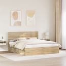 vidaXL Ágykeret fejtámlával Sonoma 200 x 200 cm Tömör fenyőfa