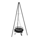 Függesztett grillrács háromlábbal, tűzrakóval