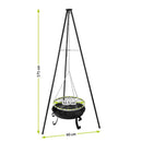 Függesztett grillrács háromlábbal, tűzrakóval