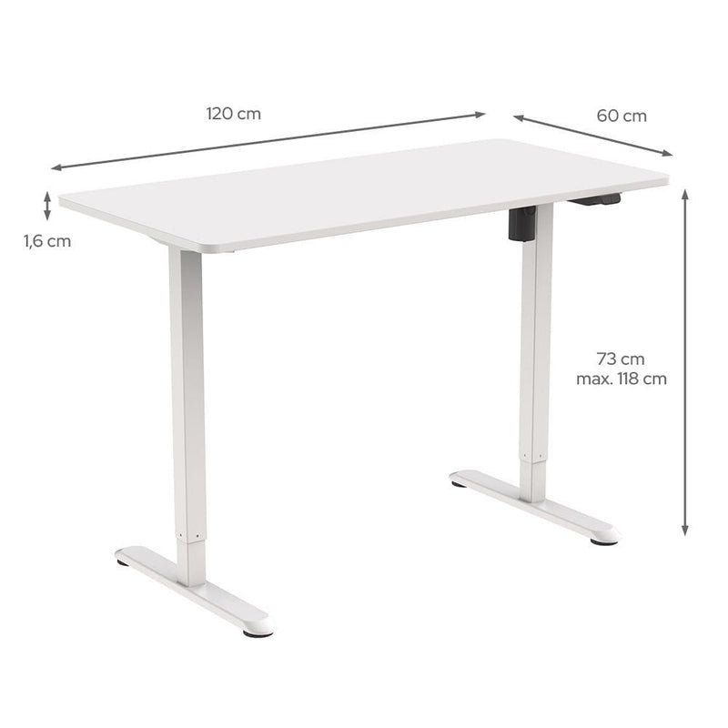 Íróasztal magasságállítással, 120x60 cm fehér