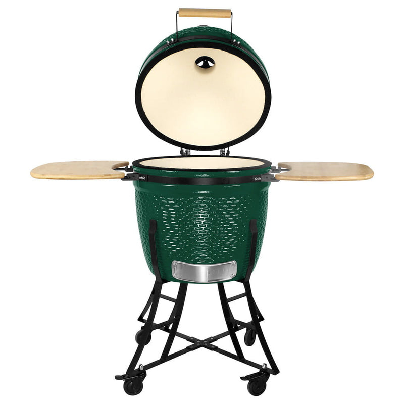 Kerámia faszéngrill oldalpolcokkal, 46 cm ráccsal