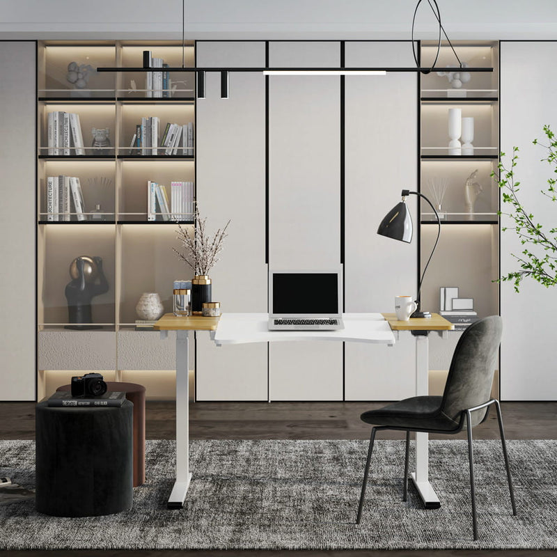 HALDEN íróasztal elektromos magasságállítással, 120x60 cm fehér-burlywood