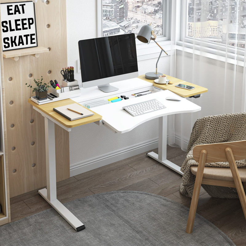 HALDEN íróasztal elektromos magasságállítással, 120x60 cm fehér-burlywood