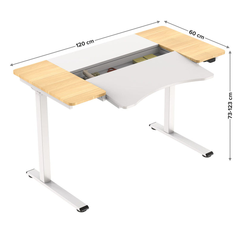 HALDEN íróasztal elektromos magasságállítással, 120x60 cm fehér-burlywood