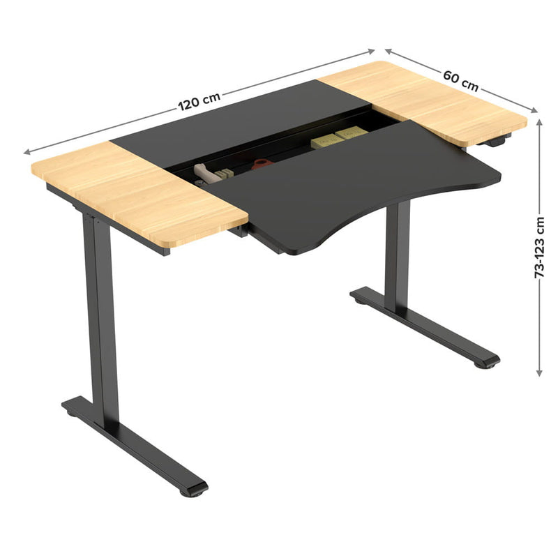 HALDEN íróasztal elektromos magasságállítással, 120x60 cm fekete-burlywood