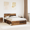 vidaXL Ágykeret fejtámlával Öreg fa 140 x 190 cm Tömör fenyőfa