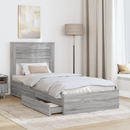 vidaXL Tárolós Ágy fejtámlával Szürke Sonoma 90 x 200 cm Faanyag