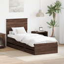 vidaXL Ágykeret fiókkal fejtámlával Barna Tölgy 75 x 190 cm Mérnöki Fa