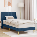 vidaXL Ágykeret Egyszínű fejtámlával Kék 90 x 200 cm szövet