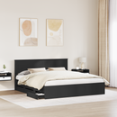 vidaXL Ágykeret fiókkal fejtámlával Fekete 180 x 200 cm Mérnöki Fa