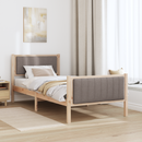 vidaXL Ágykeret fejtámlával Barna és taupe 90 x 190 cm Tömör fenyőfa