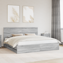 vidaXL Ágykeret fiókkal Szürke Sonoma 200 x 200 cm Mérnöki Fa