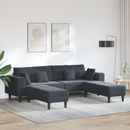 vidaXL Kanapé 3 pcs Sötétszürke 250 x 188 x 76 cm Bársony