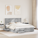 vidaXL Ágykeret fejtámlával fiókkal Beton Szürke 160 x 200 cm Faanyag