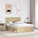 vidaXL Ágykeret fejtámlával Sonoma tölgy 150 x 200 cm Tömör fenyőfa