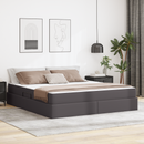 vidaXL Ágy tárolóval és matraccal matracmal tárolóval 2 pcs Szürke Bőr