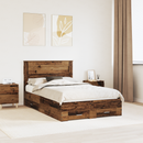 vidaXL Ágykeret fejtámlával fiókkal Öreg fa 120 x 190 cm Faanyag