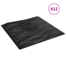 vidaXL Fali panelek 12 pcs Fekete Kő 50 x 50 cm XPS Hab
