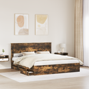 vidaXL Ágykeret fiókkal Füstölt tölgy 180 x 200 cm Mérnöki Fa