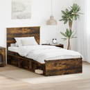 vidaXL Ágykeret fejtámlával Füstölt tölgy 75 x 190 cm Faanyag