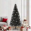 vidaXL Karácsonyfa 300 LED-del állvánnyal Fekete 210 cm PVC