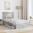 vidaXL Tárolós Ágy fejtámlával Beton Szürke 70 x 190 cm Faanyag
